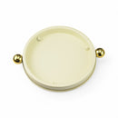 Ivory Round Serving Tray with Dome Lid & Gold Base for Ramadan & Eid (24816-1)