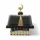 Black Square Decorative Serving Tray With Dome & Silver Base (24803-2)