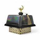 Black Square Decorative Serving Tray With Dome & Silver Base (24803-2)