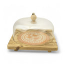 Natural Wooden Tray with Glass Dome (7712-6)