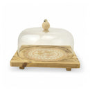 Natural Wooden Tray with Glass Dome (7712-6)