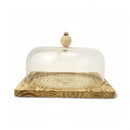 Natural Wooden Tray with Glass Dome (7712-6)