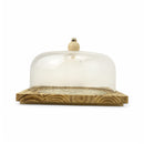 Natural Wooden Tray with Glass Dome (7712-6)