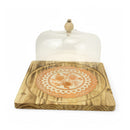 Natural Wooden Tray with Glass Dome (7712-6)