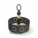 Decorative Single-Tier Black Metal Tray for Ramadan and Eid (7712-9)