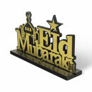 Black & Gold "Eid Mubarak" Tabletop Decor with Mosque and Star Design