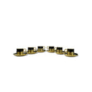 Set of 6 Black & Gold Ripple Design Cups & Saucers (XJ1016-B)