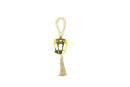 Natural Wooden Hanging Beads with Tassel with Gold Lantern Accent