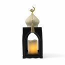 Decorative Mosque-Inspired BLACK LED Lantern with White Dome (24783-4)