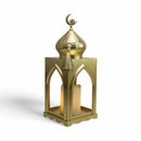 Gold Dome Lantern with Crescent Moon and LED Candle (24783-3)