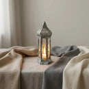 Silver Tall Mini Hexagon Plastic & Mirrored Glass LED Lantern For Ramadan & Eid