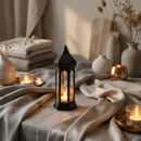 Black Tall Mini Hexagon Plastic & Mirrored Glass LED Lantern For Ramadan & Eid