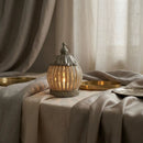 Pewter Glass LED Lantern With Gold Detailing For Ramadan & Eid