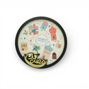 Gold Shiny رمضان كريم Ramadan Kareem Round Colourful Mosque Design Wood Tray For Ramadan & Eid