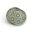 2pc Round Wooden Ottoman Design Serving Tray For Ramadan & Eid