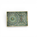 2pc Wooden Geometric Mosaic Wooden Serving Tray For Ramadan & Eid - teal / blue / white