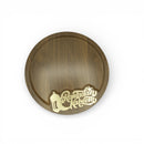 Gold Shiny Ramadan Kareem Round Dark Wood Tray For Ramadan & Eid