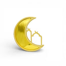GOLD Wooden Crescent Moon Minaret Food Serving Tray With Mirror Base