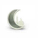 WHITE Wooden Crescent Moon Minaret Food Serving Tray With Clear Base