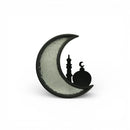BLACK Wooden Crescent Moon Minaret Food Serving Tray With Clear Base