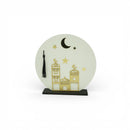 Round Wooden Moon & Mosque Stand Table Centre Decoration For Eid & Ramadan