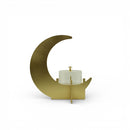 Gold Cresent Moon Tabletop Decor Stand with Lid Bowl