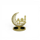 Crescent Moon Mosque Silhouette Wooden Candle Stand