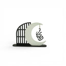 Wooden White Crescent Moon with Hanging رمضان& Black Arch Home / Table Decoration for Ramadan & Eid