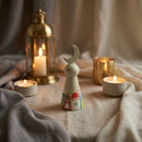 Decorative Crescent Moon Stands With Pastel Emboss Mosque Design For Ramadan & Eid
