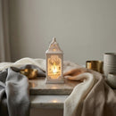 White Mini Square Plastic & Mirrored Glass LED Lantern For Ramadan & Eid