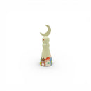 Decorative Crescent Moon Stands With Pastel Emboss Mosque Design For Ramadan & Eid