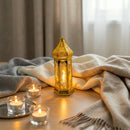 Gold Mini Hexagon Plastic & Mirrored Glass LED Lantern For Ramadan & Eid