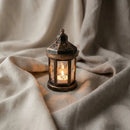 Brushed Black & Silver Mirror Glass Mini LED Lantern For Ramadan & Eid