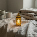Gold Minaret Shaped Mirror Glass Mini Plastic Lantern For Ramadan & Eid