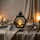 Hexagon Matt Black Lantern With Tealight For Ramadan & Eid