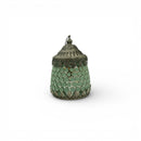 Pale Mint Hexagon Pattern Glass LED Lantern For Ramadan & Eid