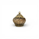 Pale Gold Crosshatch Pattern Glass LED Lantern For Ramadan & Eid