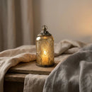 Pewter Glass LED Lantern With Silver Detailing For Ramadan & Eid