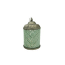 Pale Mint Glass LED Lantern With Pattern For Ramadan & Eid