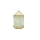 White Line Pattern Glass LED Lantern For Ramadan & Eid