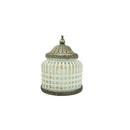 White Pattern Glass LED Lantern With Silver Detailing For Ramadan & Eid