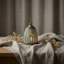 Mint Green Glass LED Lantern With Silver Detailing For Ramadan & Eid