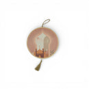 Round Wooden Hanging Sign with Minaret Design & Tassels