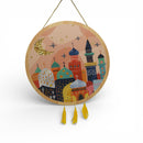 Blush Round Wooden Hanging Sign with Colourful Mosques & Tassels