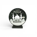 Metallic Black & Silver Round Shape Wooden Ramadan Countdown Calendar Stand