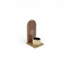 Red Ottoman Print Wooden Minaret Candle/Bakhoor Stand For Eid & Ramadan
