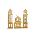 3-Part Giant Mosque Minaret Set White LED Light Geometric Stand