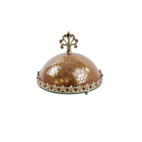 Gold Mocha Round Dome Lid Serving Dish (JC004)