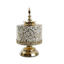 Gold White Round Calligraphy Serving Dish ( JC007)