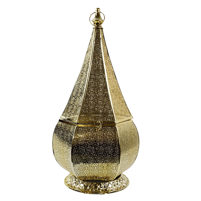 Large Shiny Gold Hexagonal Minaret Lantern (JK23005)